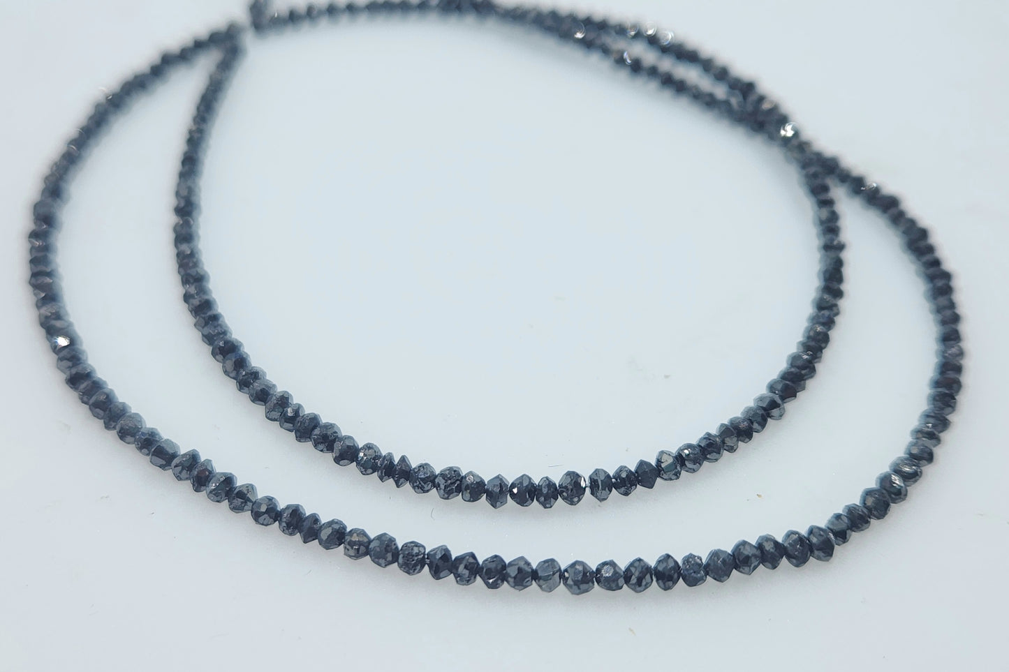 Natural Black Diamond Round Beads 2-2.1 mm - Single Strand