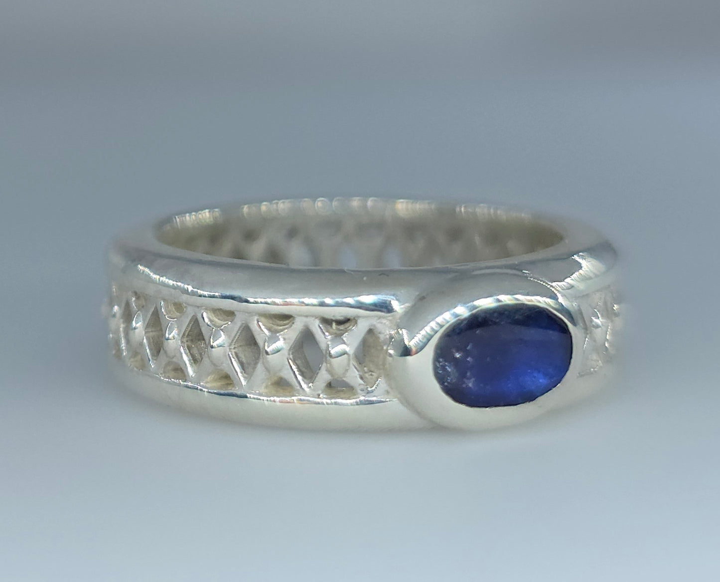 Sterling Silver Blue Sapphire Gemstone Ring Band  #616