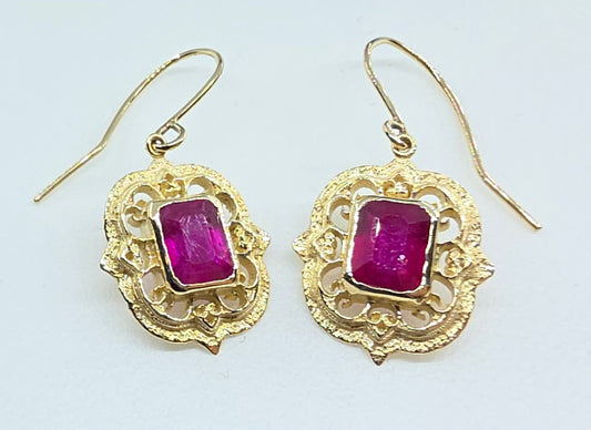 Ruby Earring 14k Yellow Gold #598