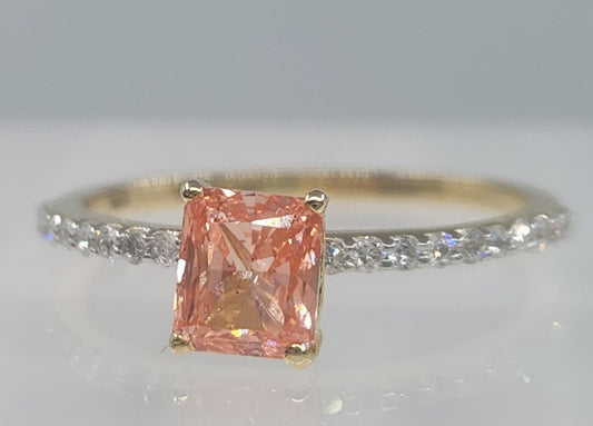 Pink Diamond Ring 14k Yellow Gold #549