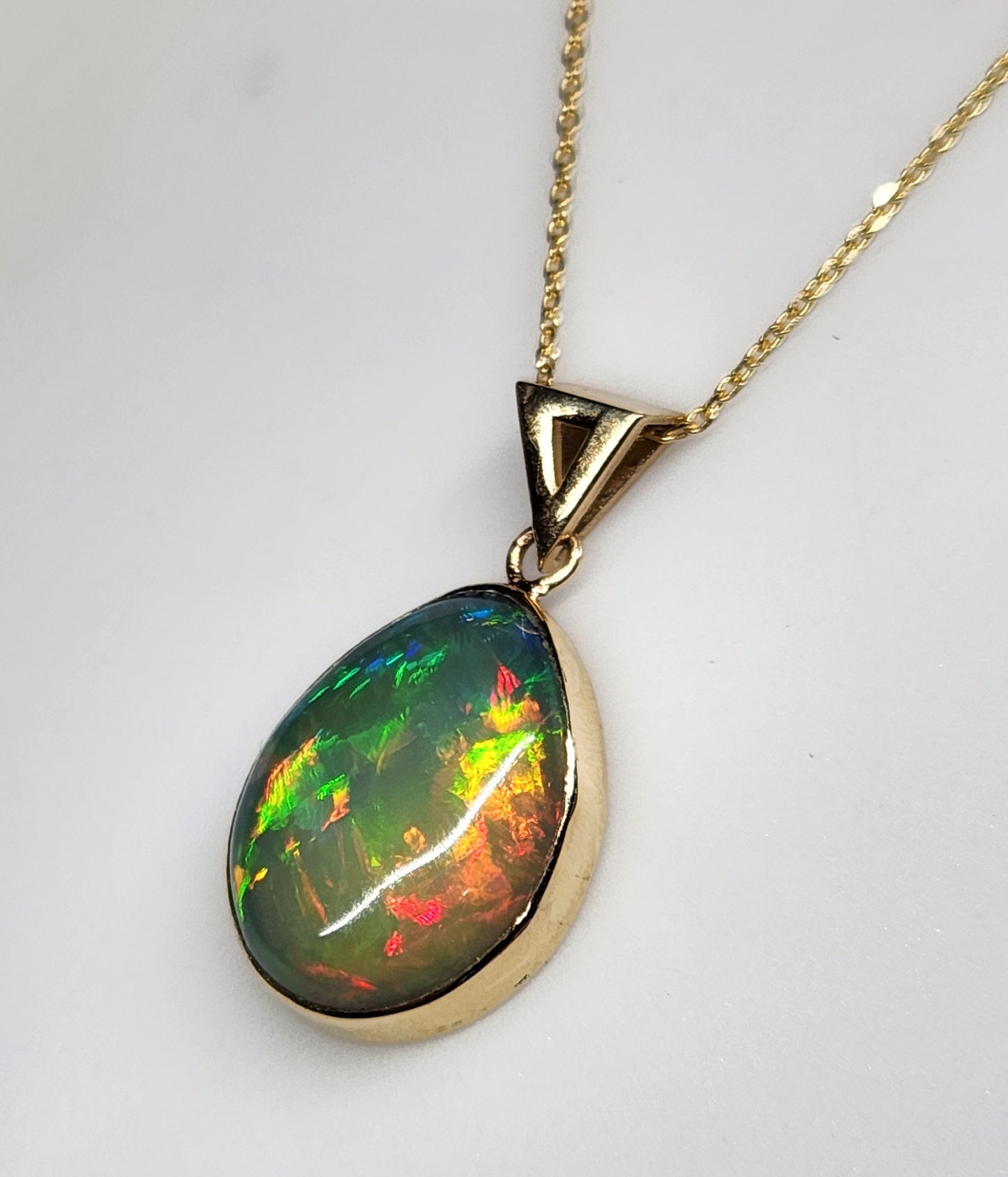 Opal Pendant 14k Yellow Gold Chain Necklace #449