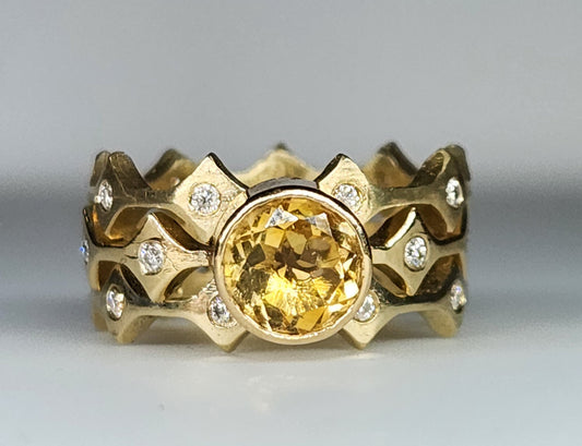 Yellow Citrine Stacking Ring 14k Yellow Gold - Handmade Jewelry #456