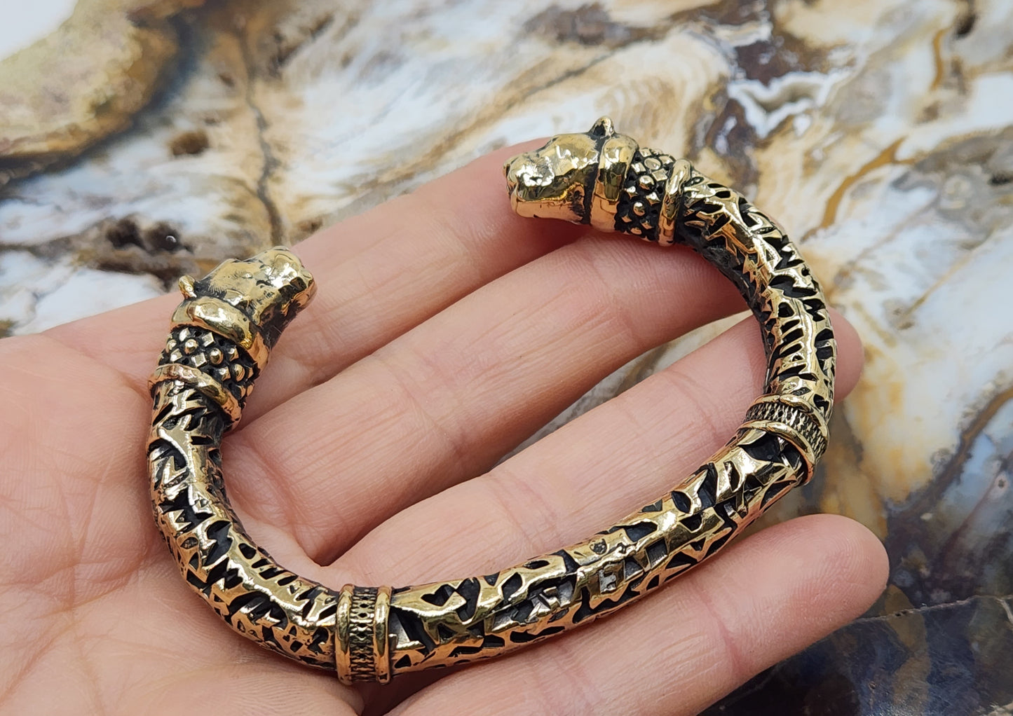 Rustic Brass Panther Cuff Bracelet #477