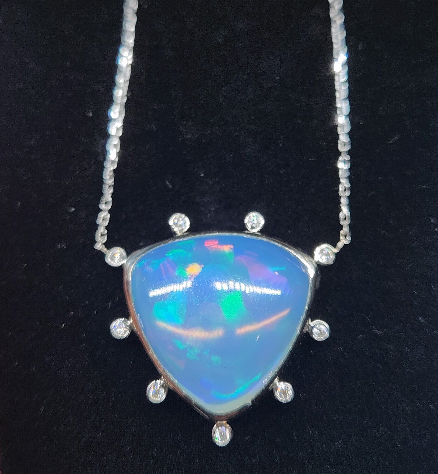 Opal & Diamond Platinum Pendant #527