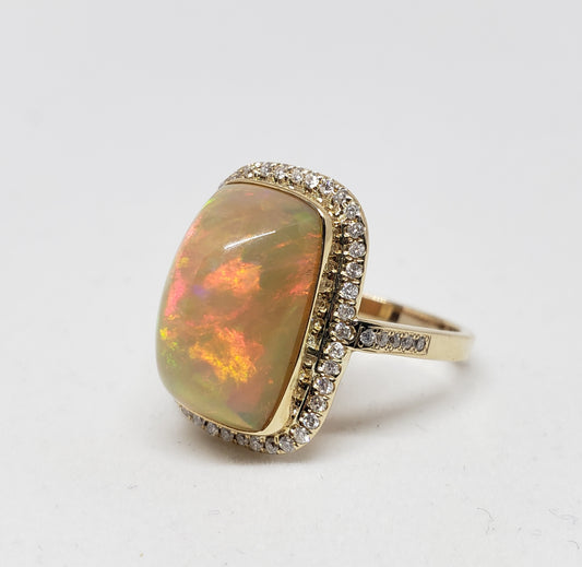 Opal Diamond Gold Ring 
