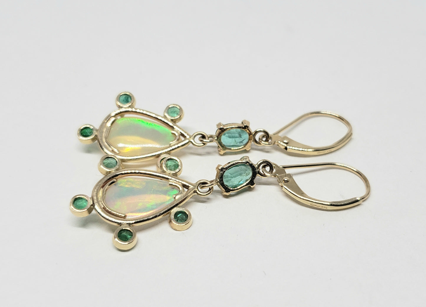 Opal & Emerald Earrings 14k Gold