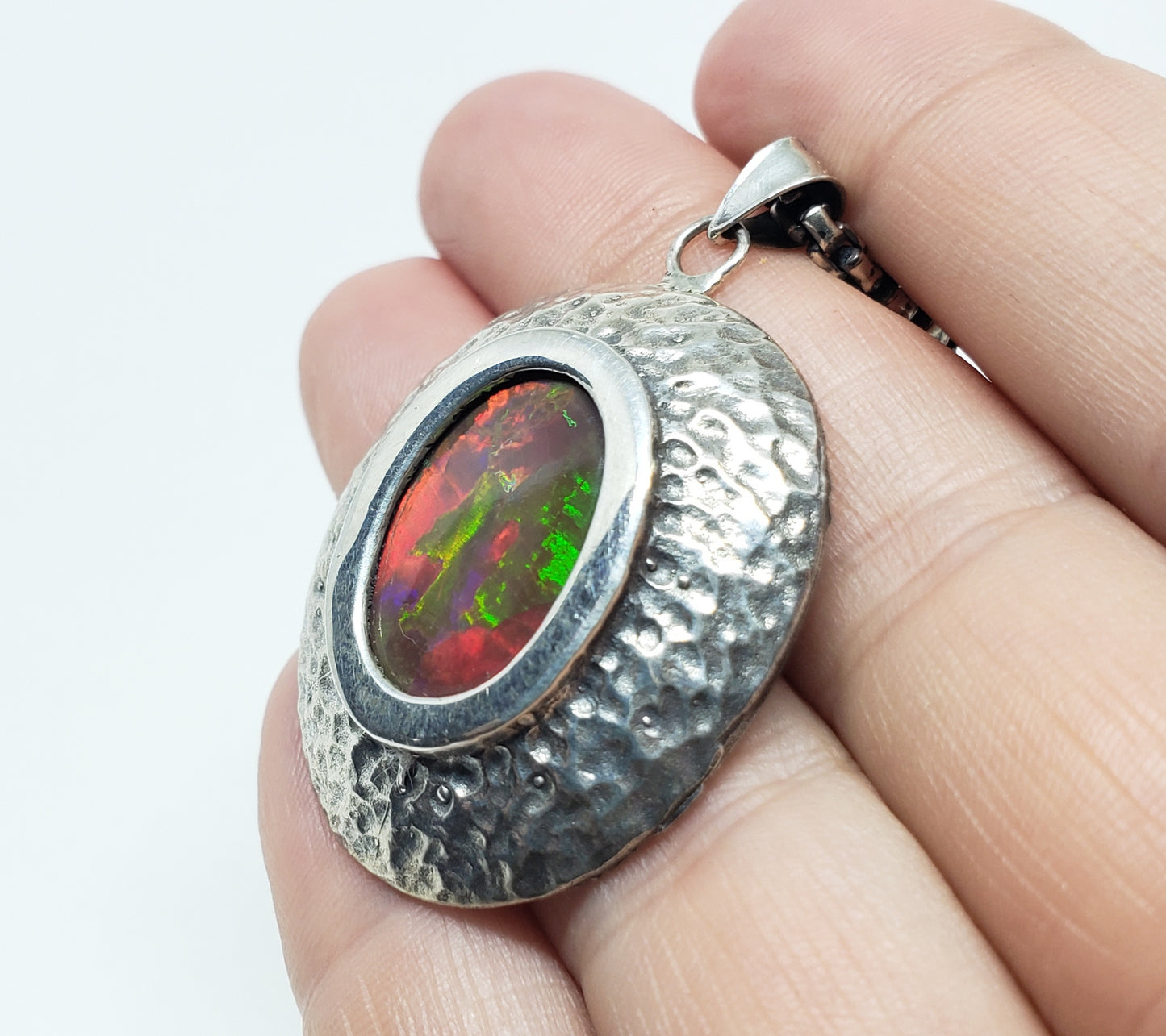 Opal Medallion Pendant Sterling Silver