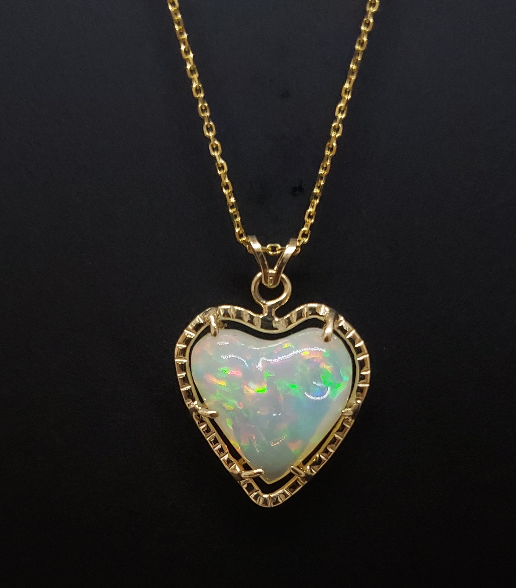 Heart Opal Gold Pendant 