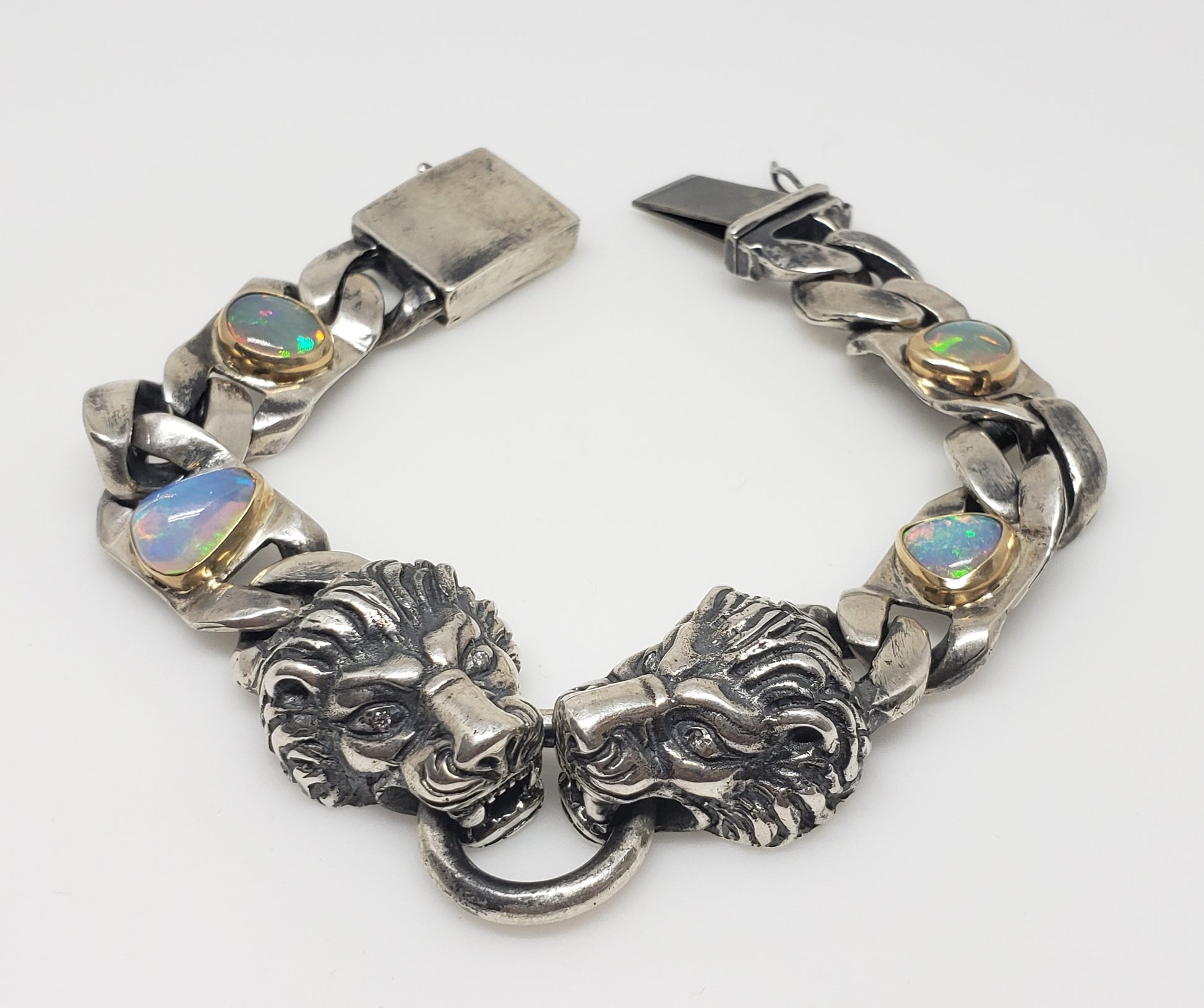 Silver Lion Head Bracelet