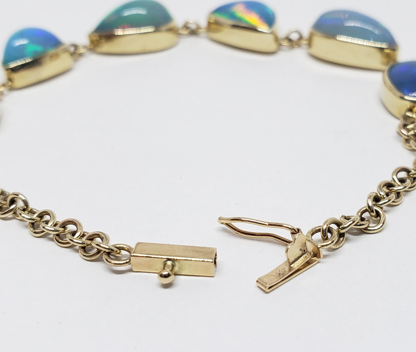 Colorful 6 Opals 14k Gold  Bracelet