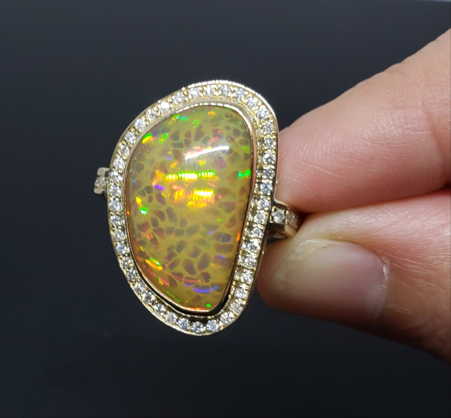 Opal & Diamond Ring 14k Gold