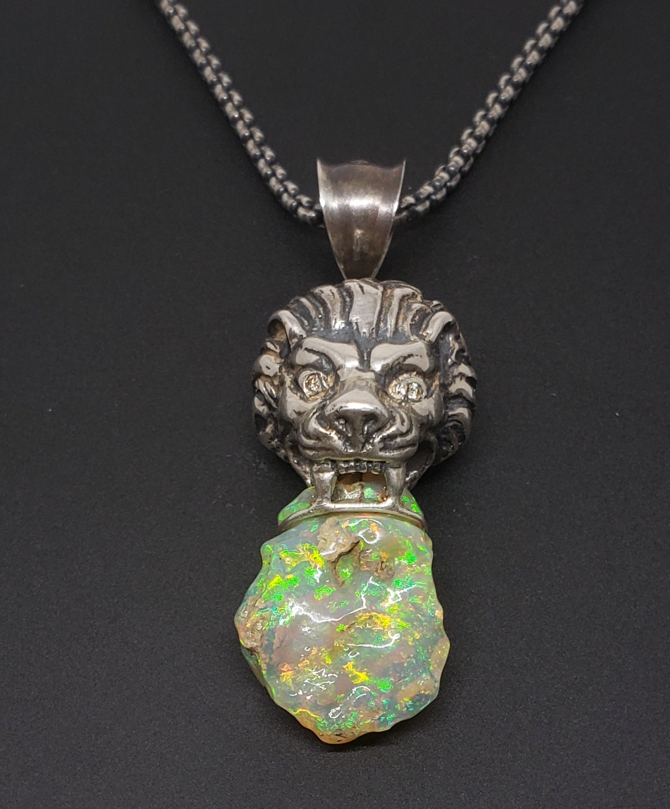 Silver Lion Opal Pendant
