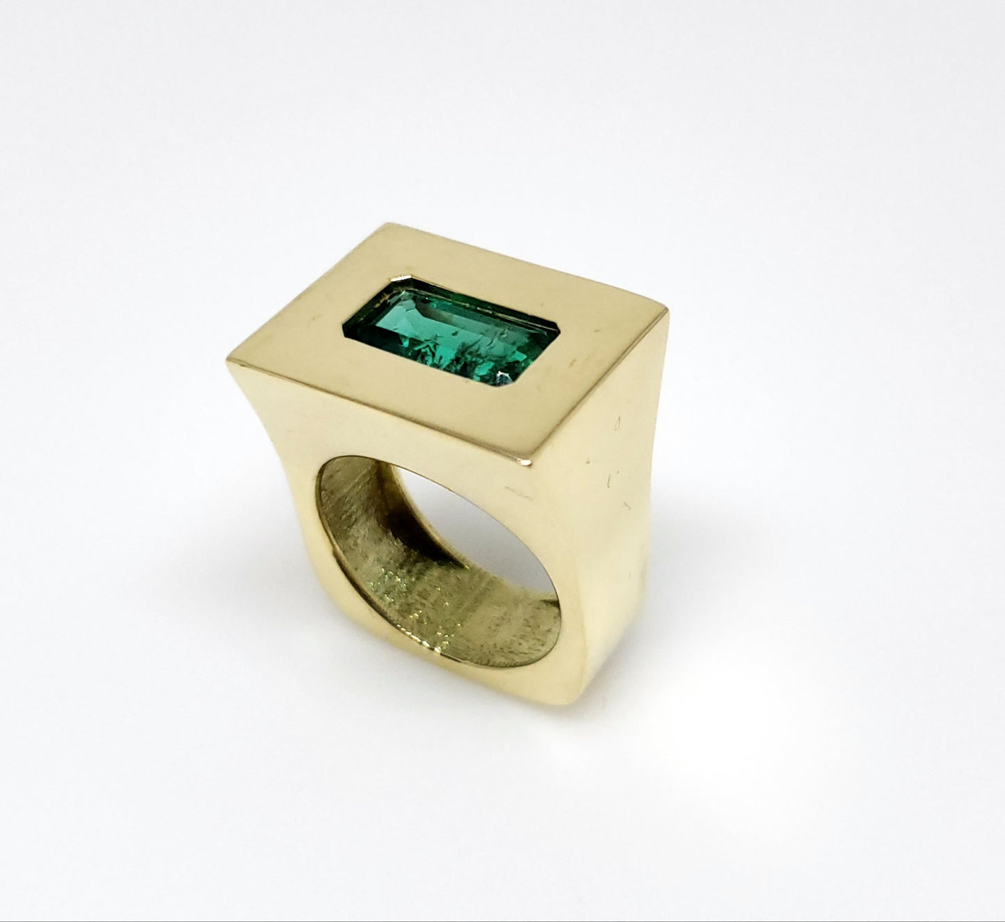 Emerald Ring Solid 18k Gold -  Size 8.5