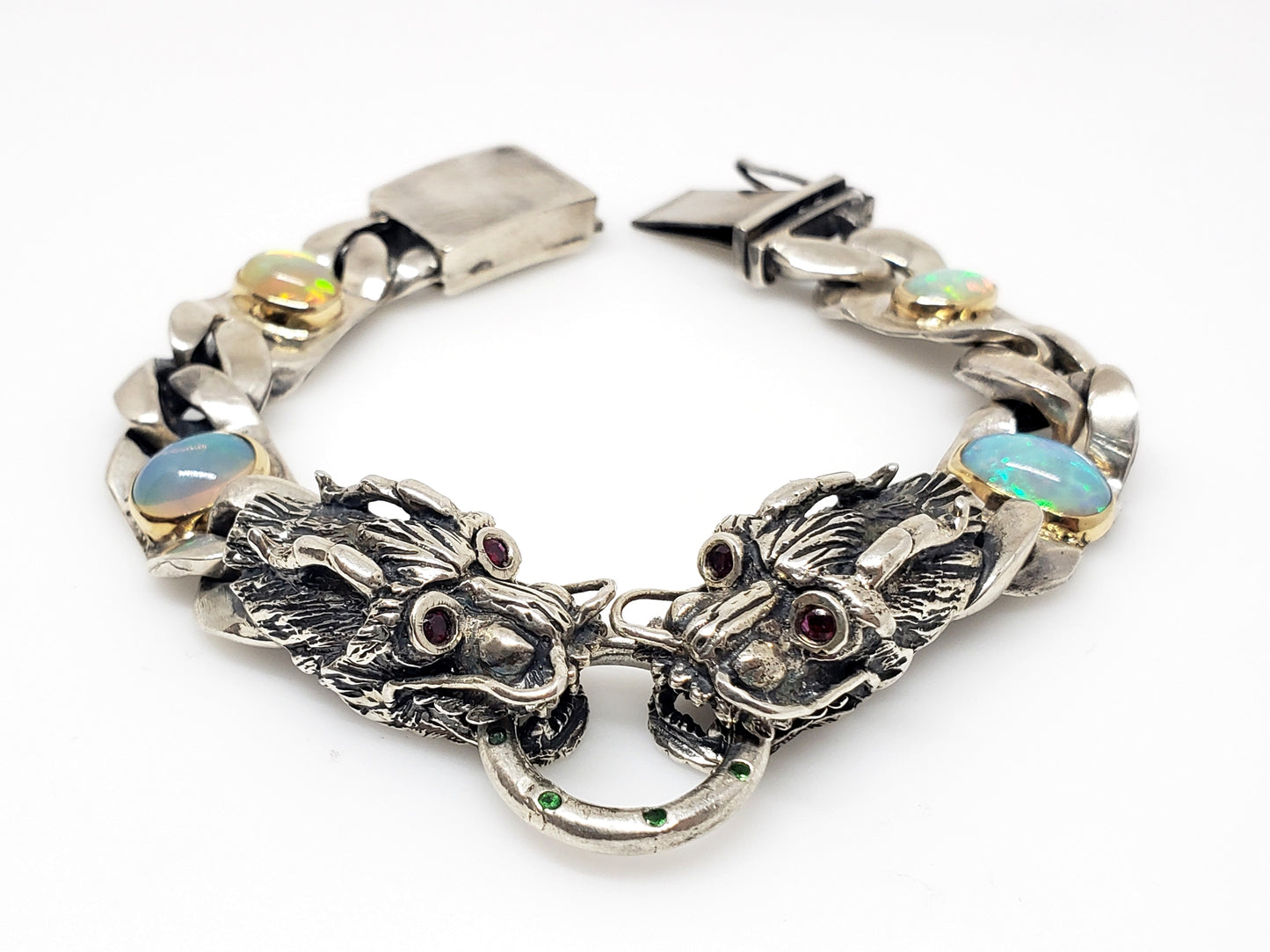 Silver Dragon Opal Bracelet 