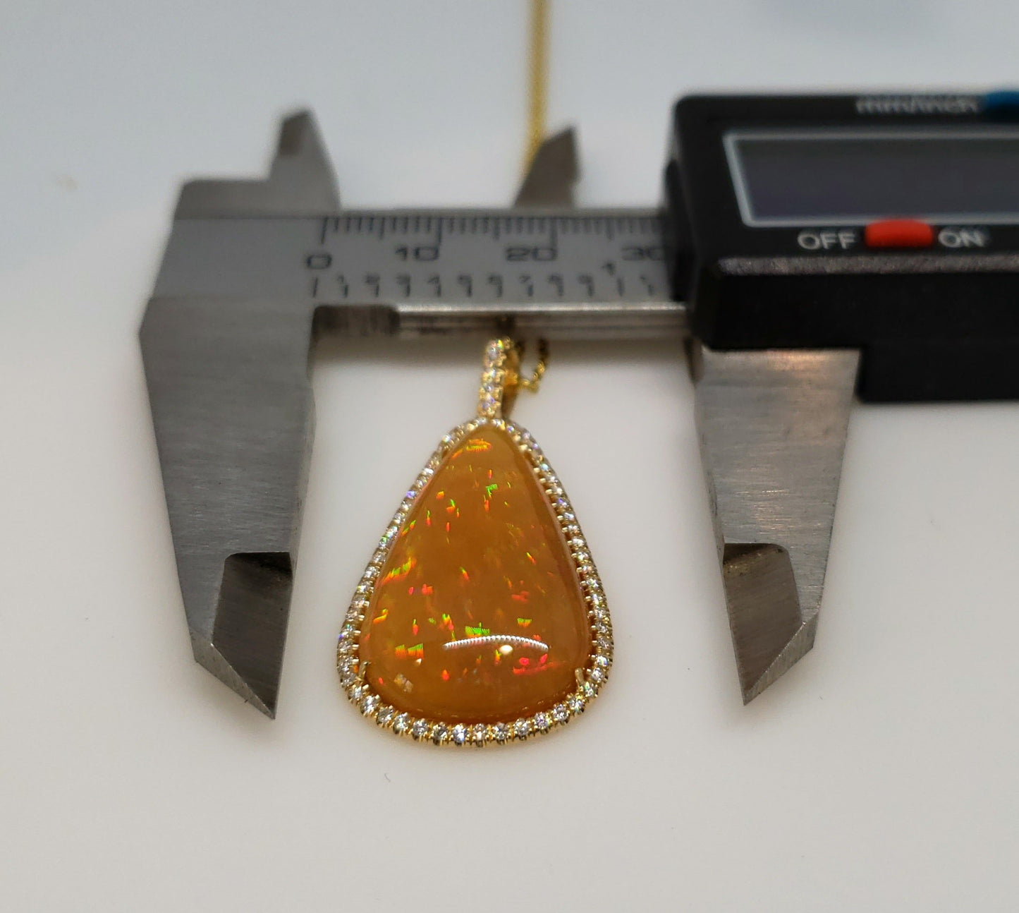 Brown Opal & Diamond Pendant 14k Gold