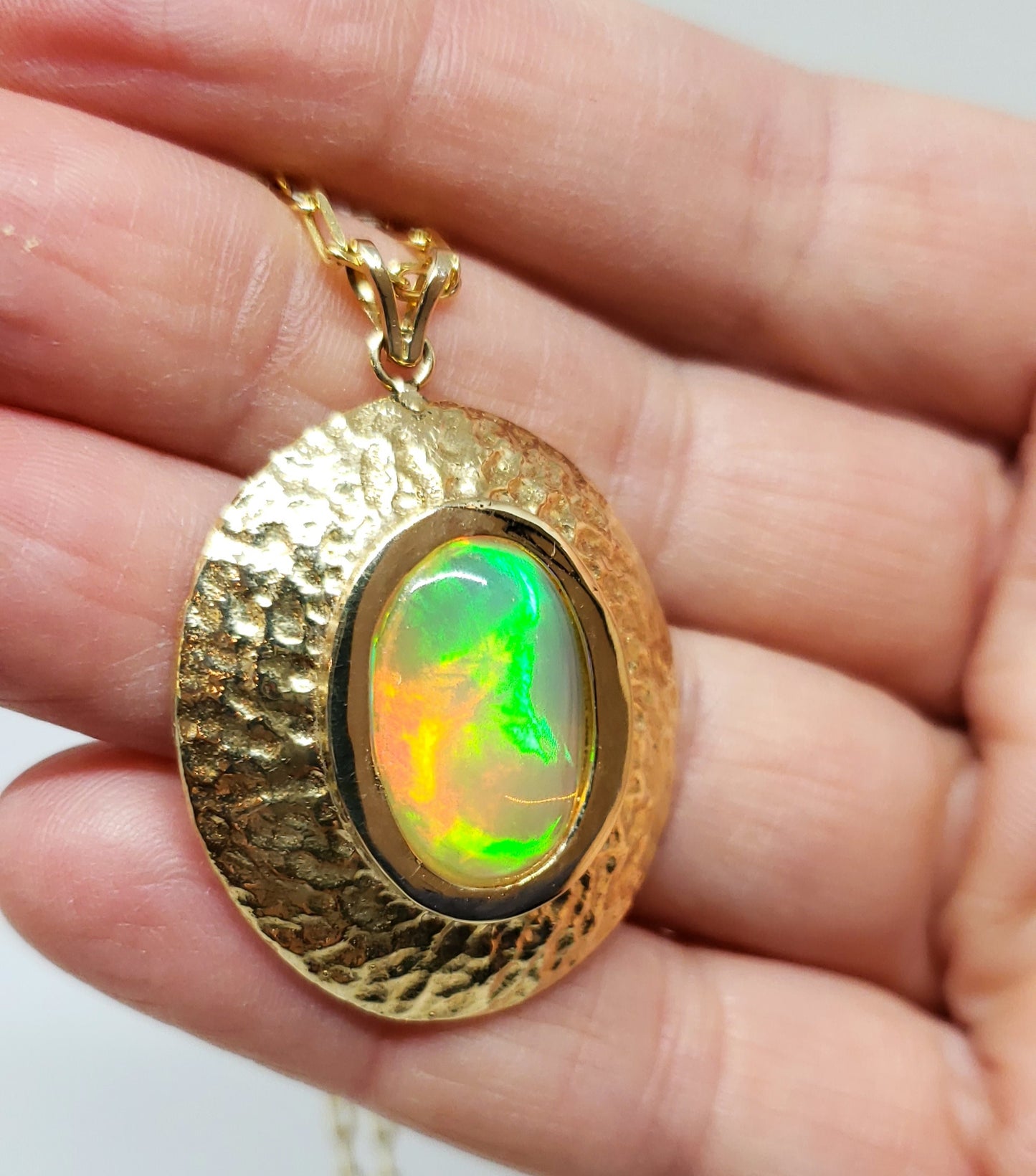 Opal Medallion Pendant 14k Gold