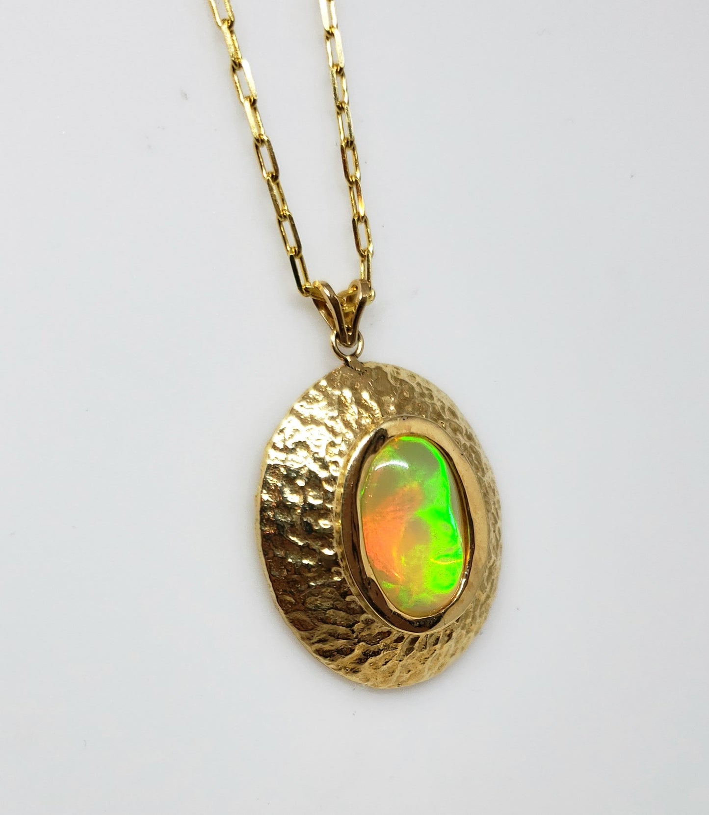 Opal Medallion Pendant 14k Gold