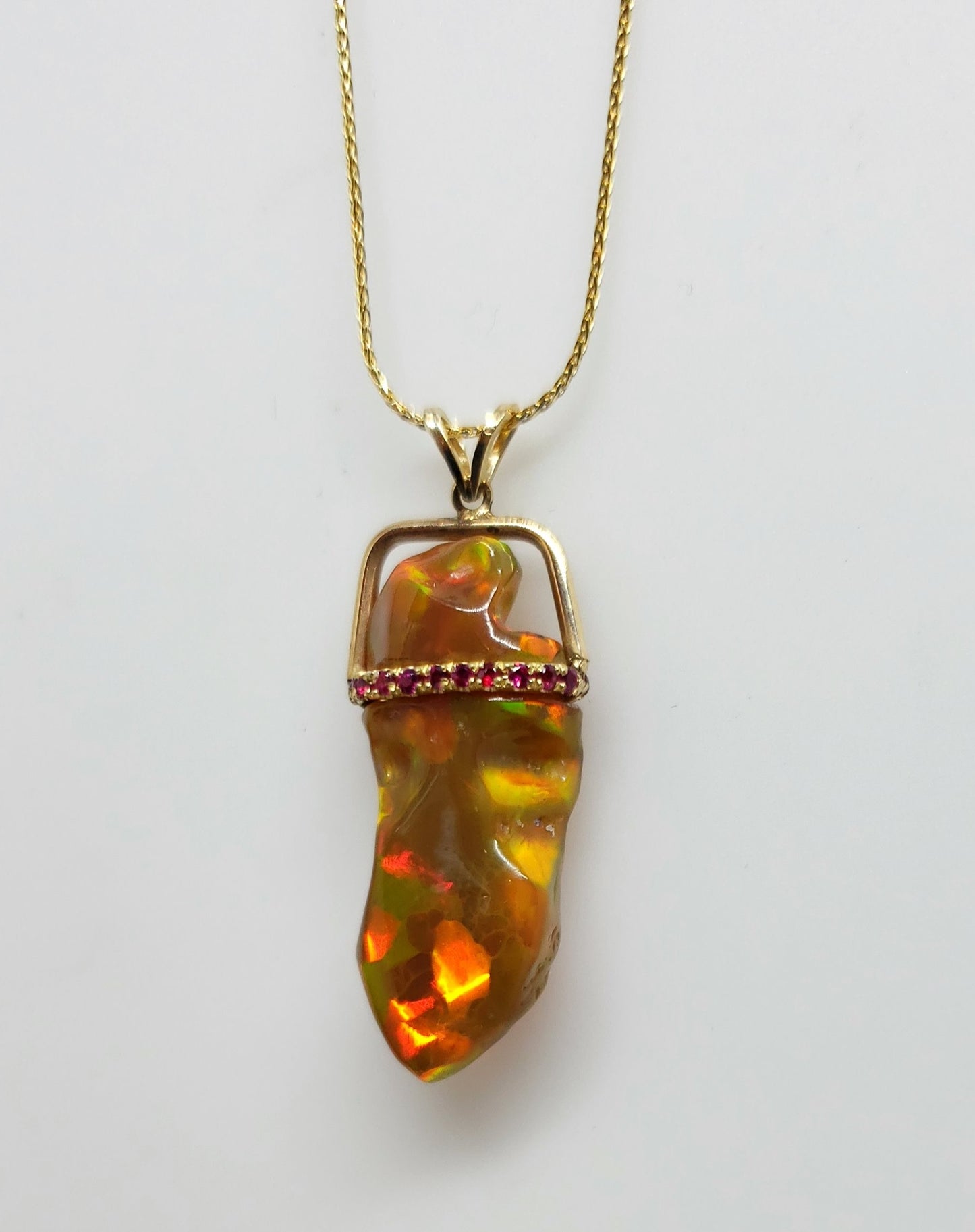 Red Carved Opal Pendant
