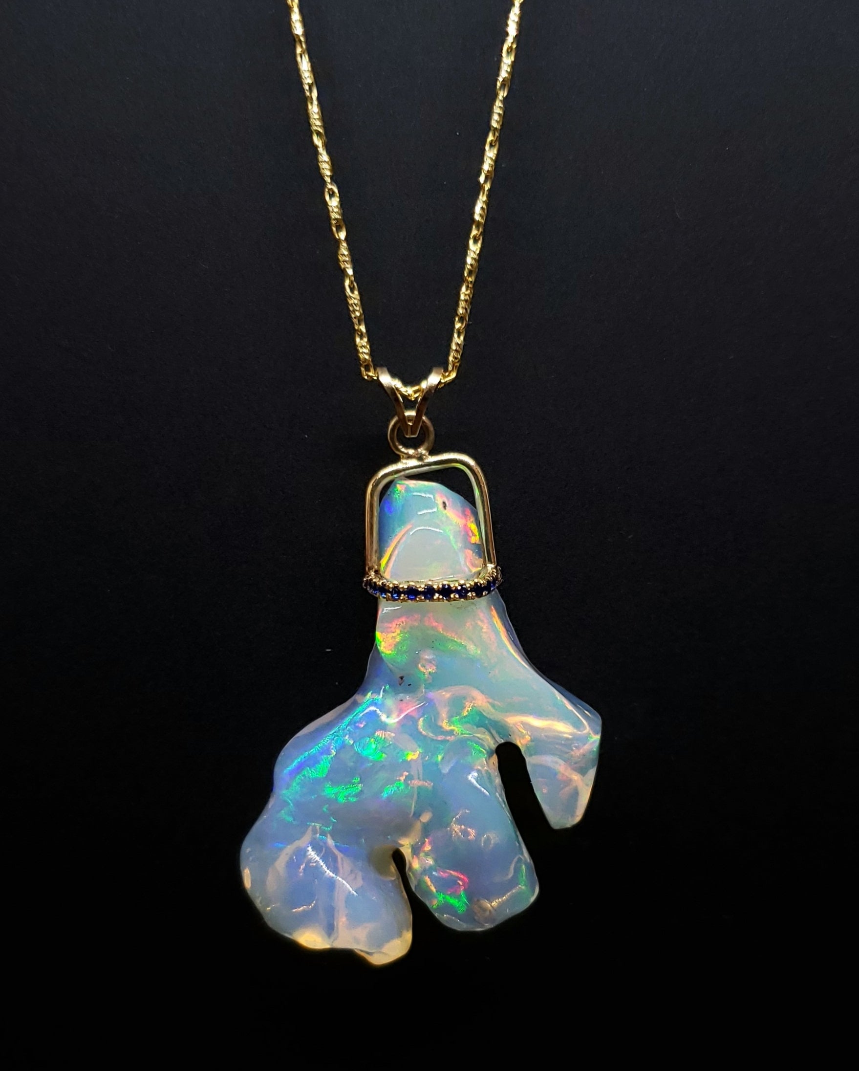 Carved Opal Gold Pendant