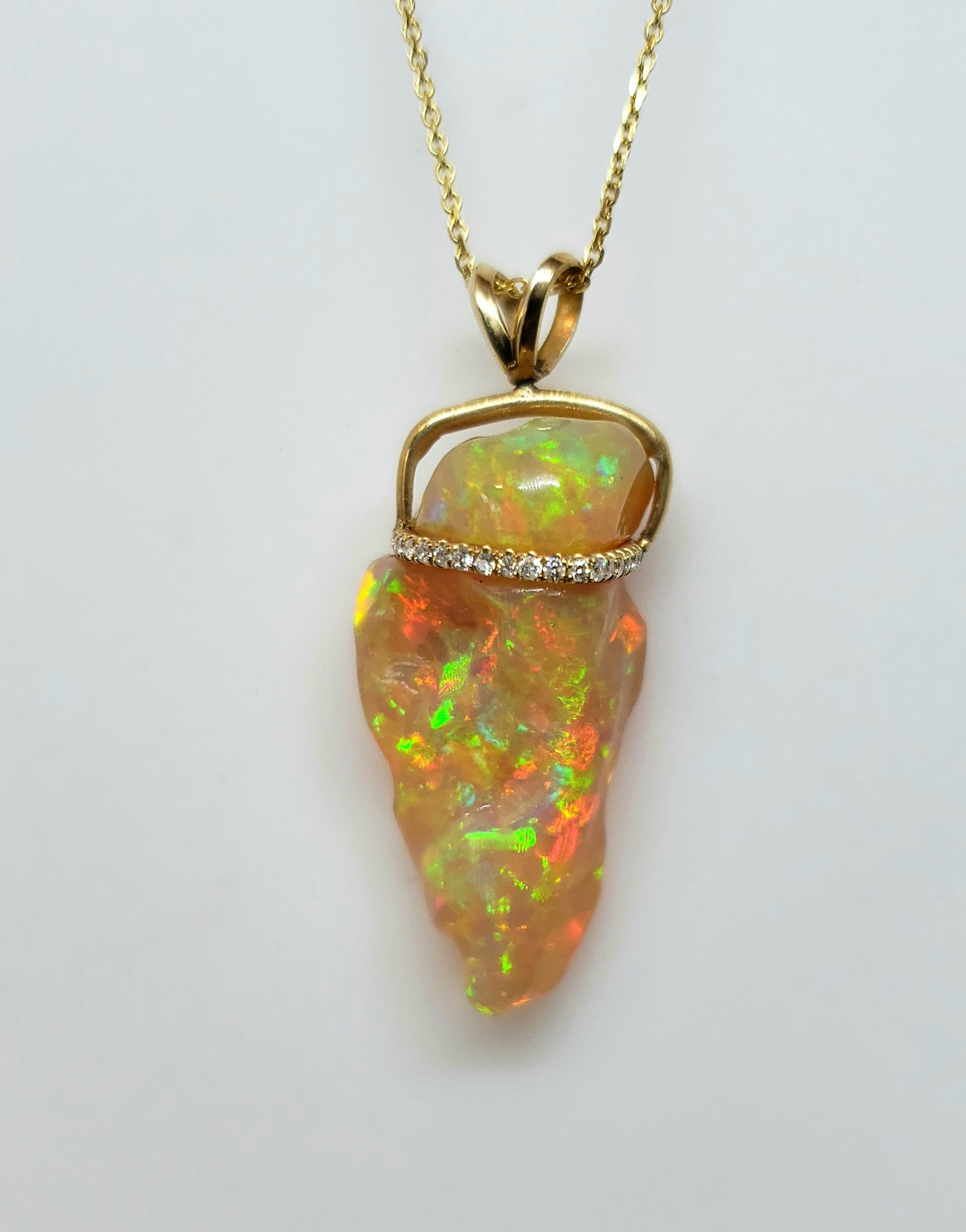 Orange Opal Diamond Pendant