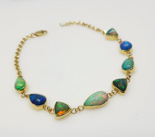 Gold Opal Link Bracelet 
