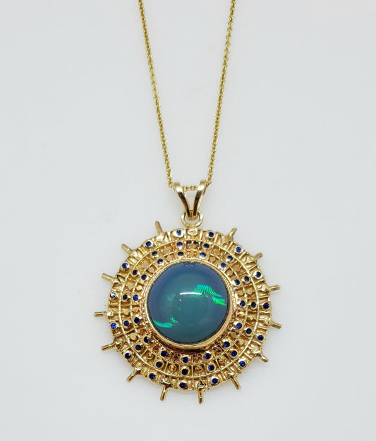 Blue Opal Gold Pendant