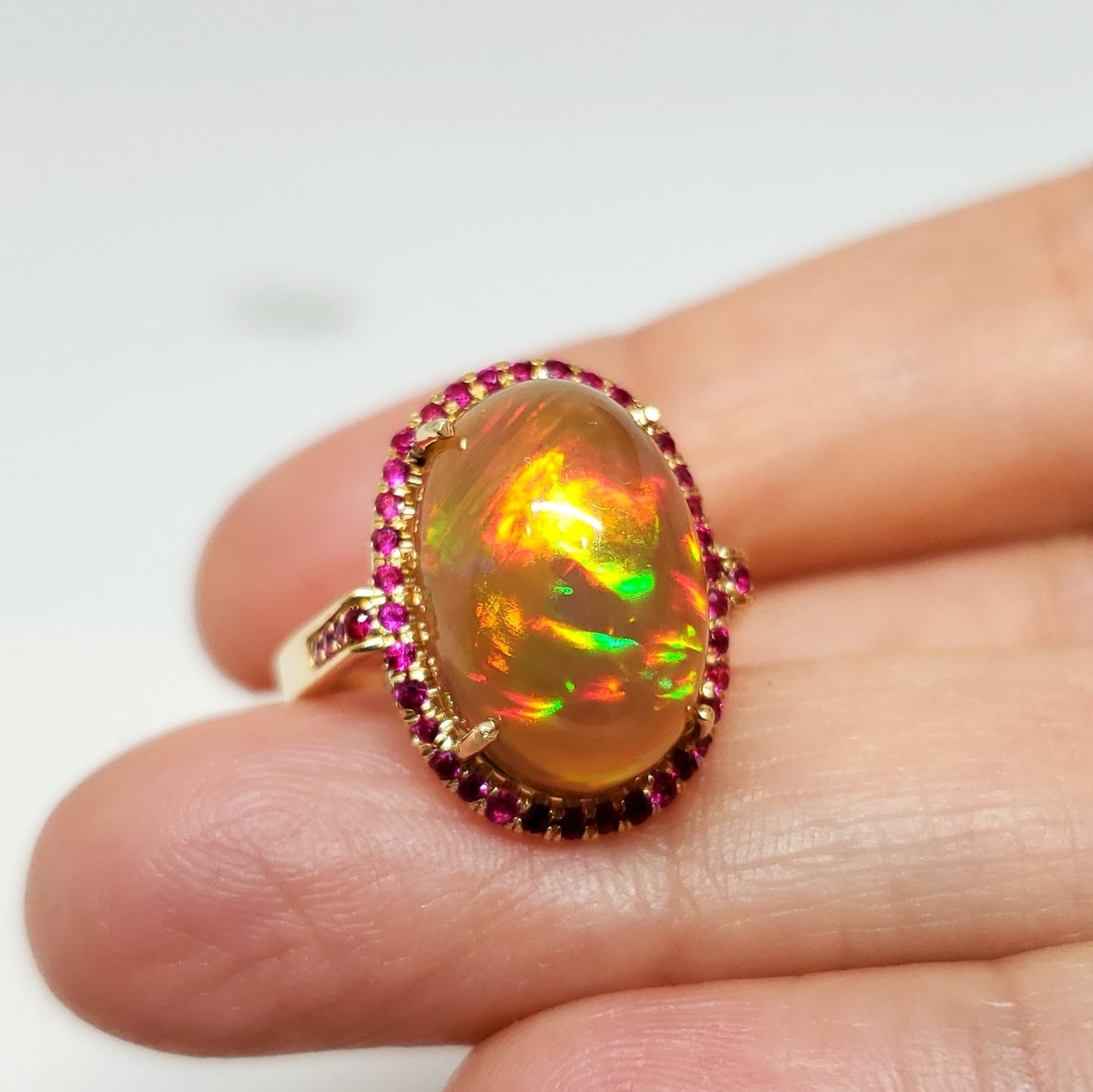 Opal & Ruby Ring 14k Gold #109