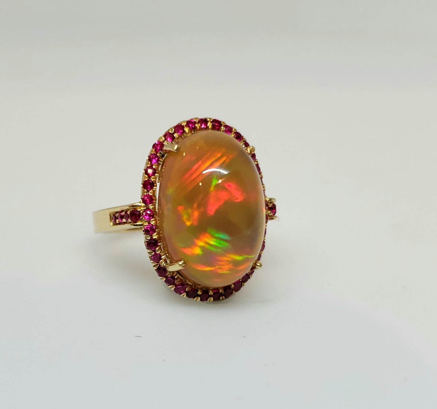Opal & Ruby Ring 14k Gold #109