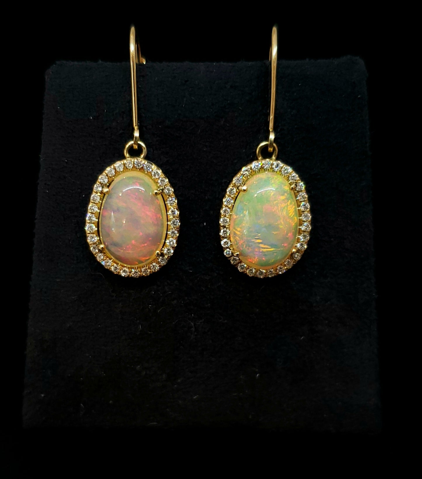 Opal & Diamond Earrings 14k Gold #112