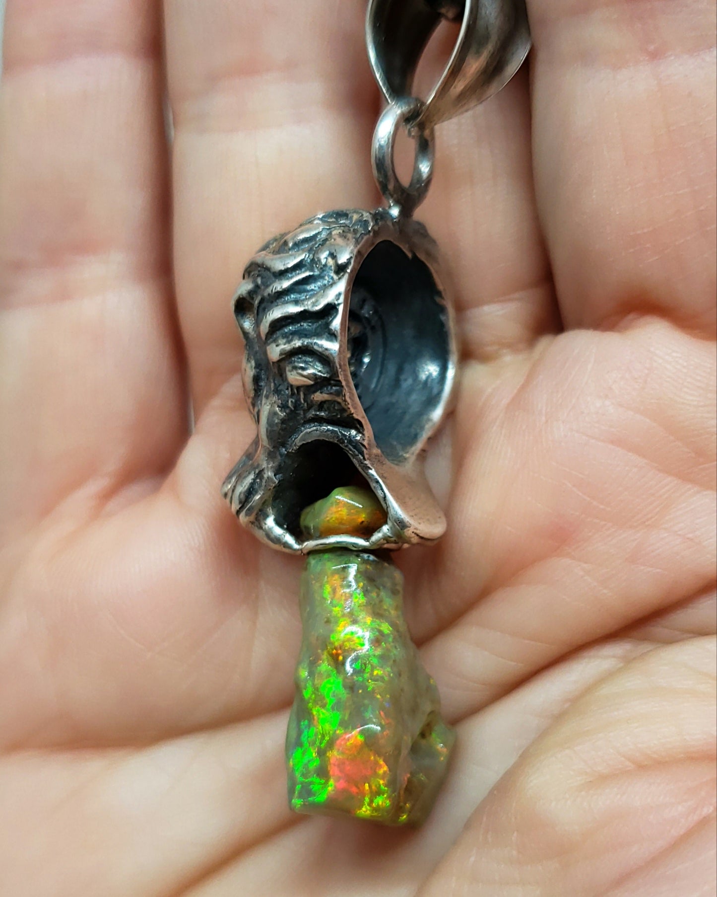 Lion Opal Pendant Sterling Silver Necklace #118