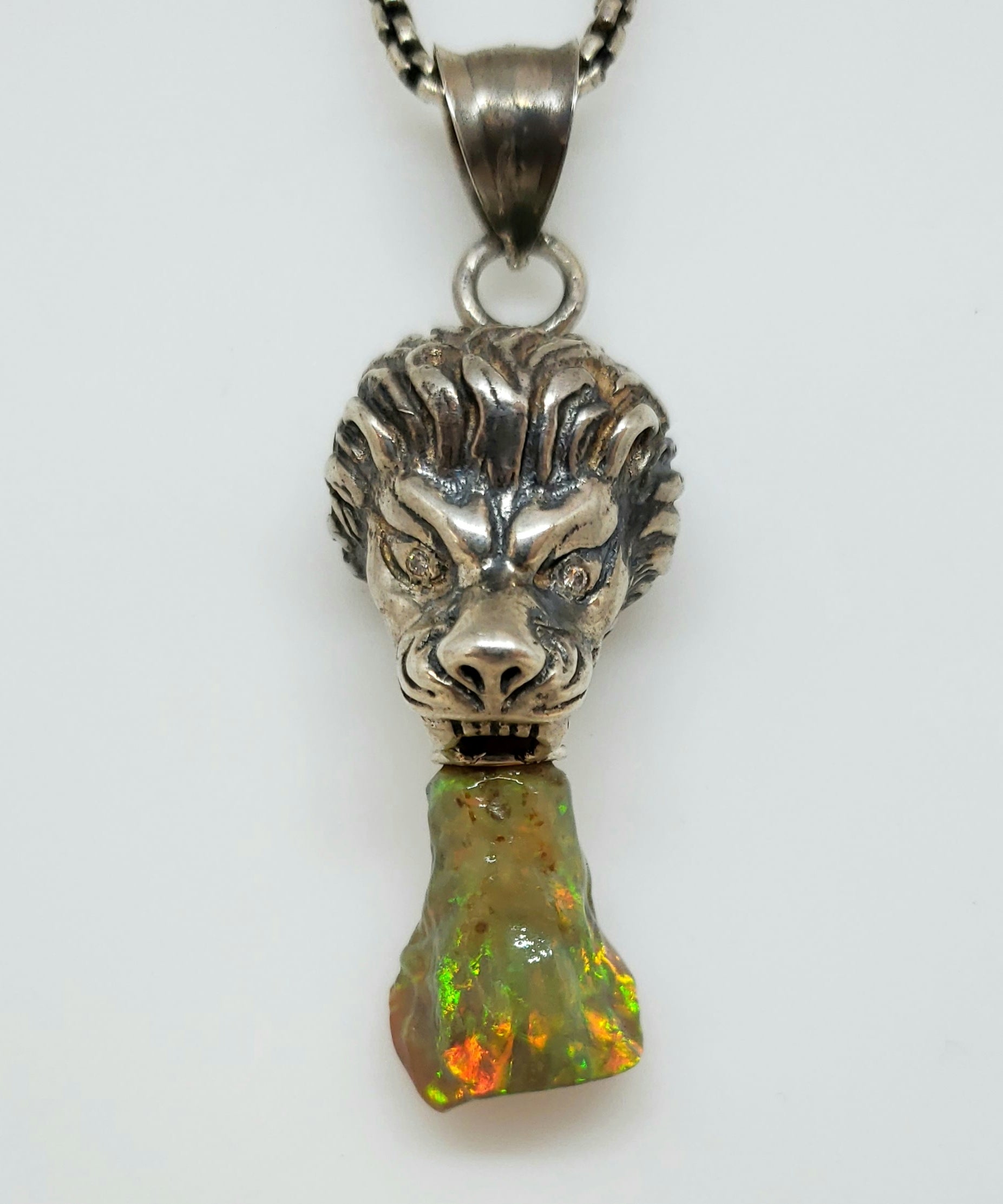 Silver Lion Opal Pendant 