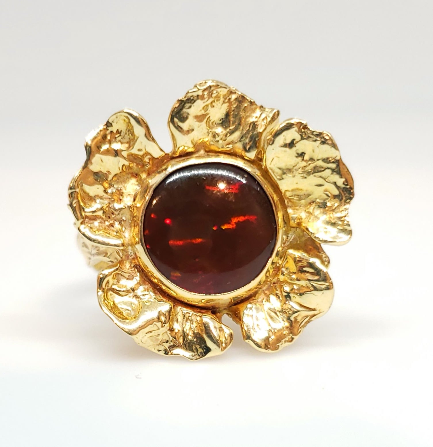 Gold Flower Opal Ring 