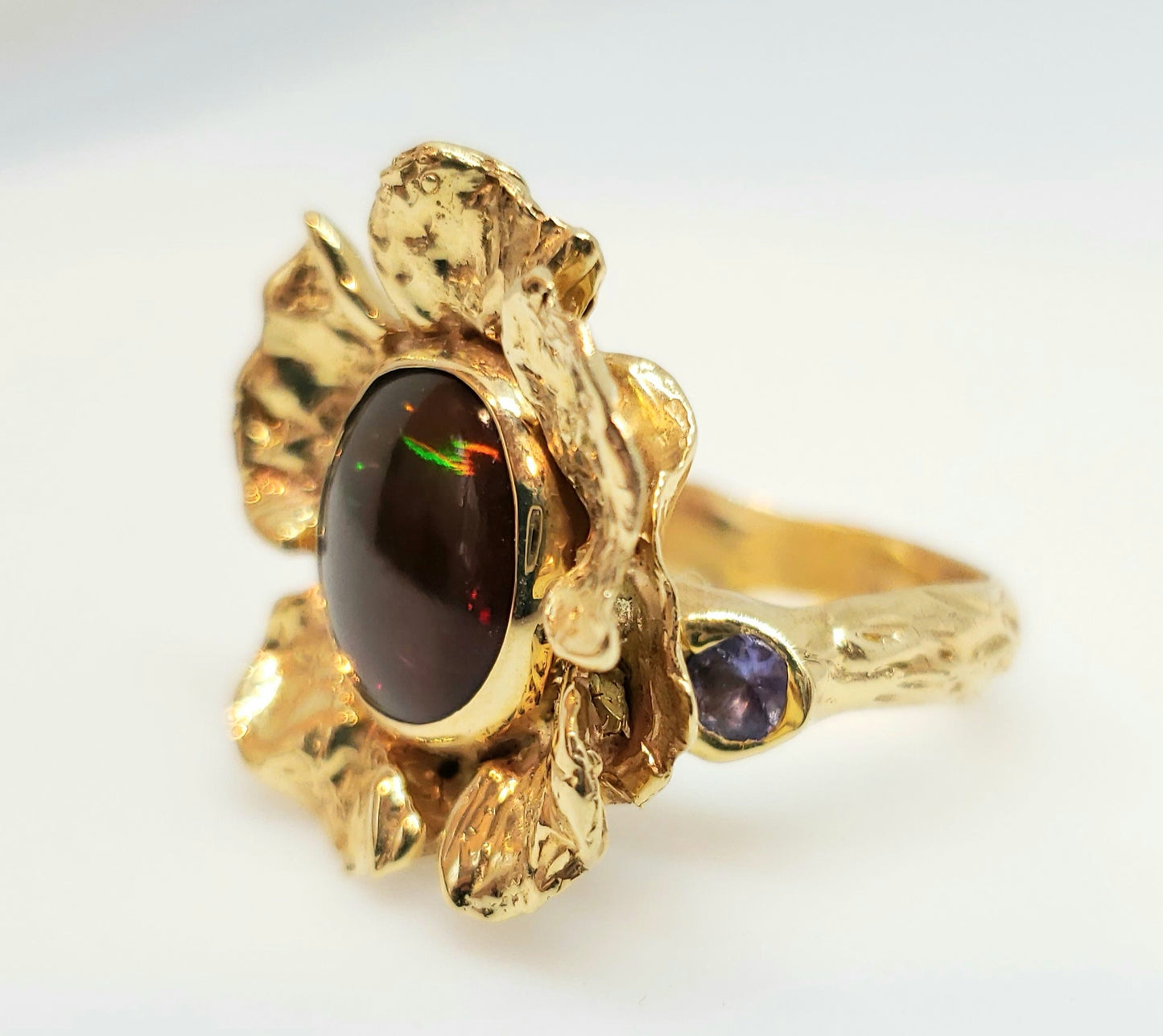 Opal Flower Ring Solid 14k Gold #116