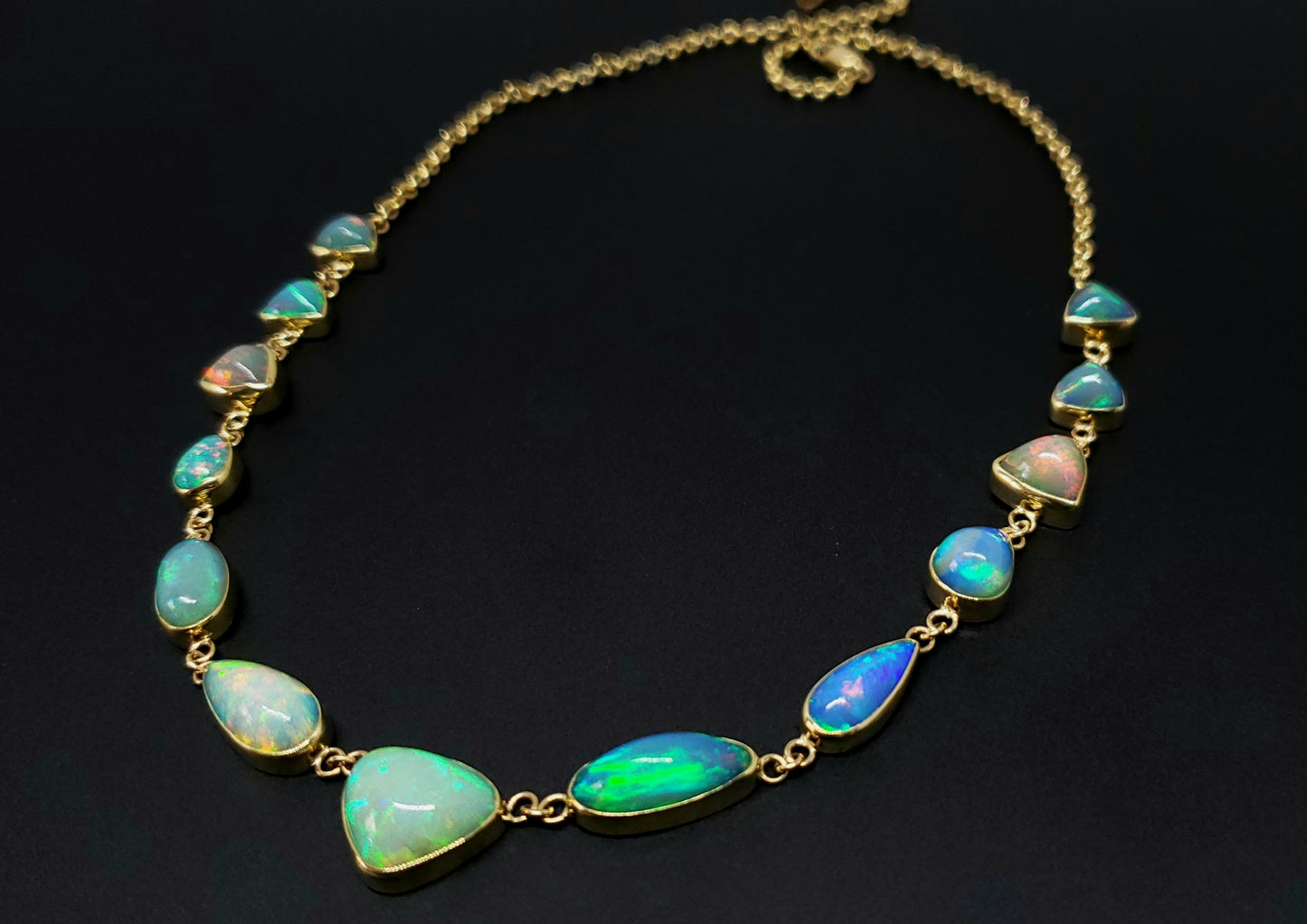 Ethiopian Opal Gemstone Necklace 14k Gold #126
