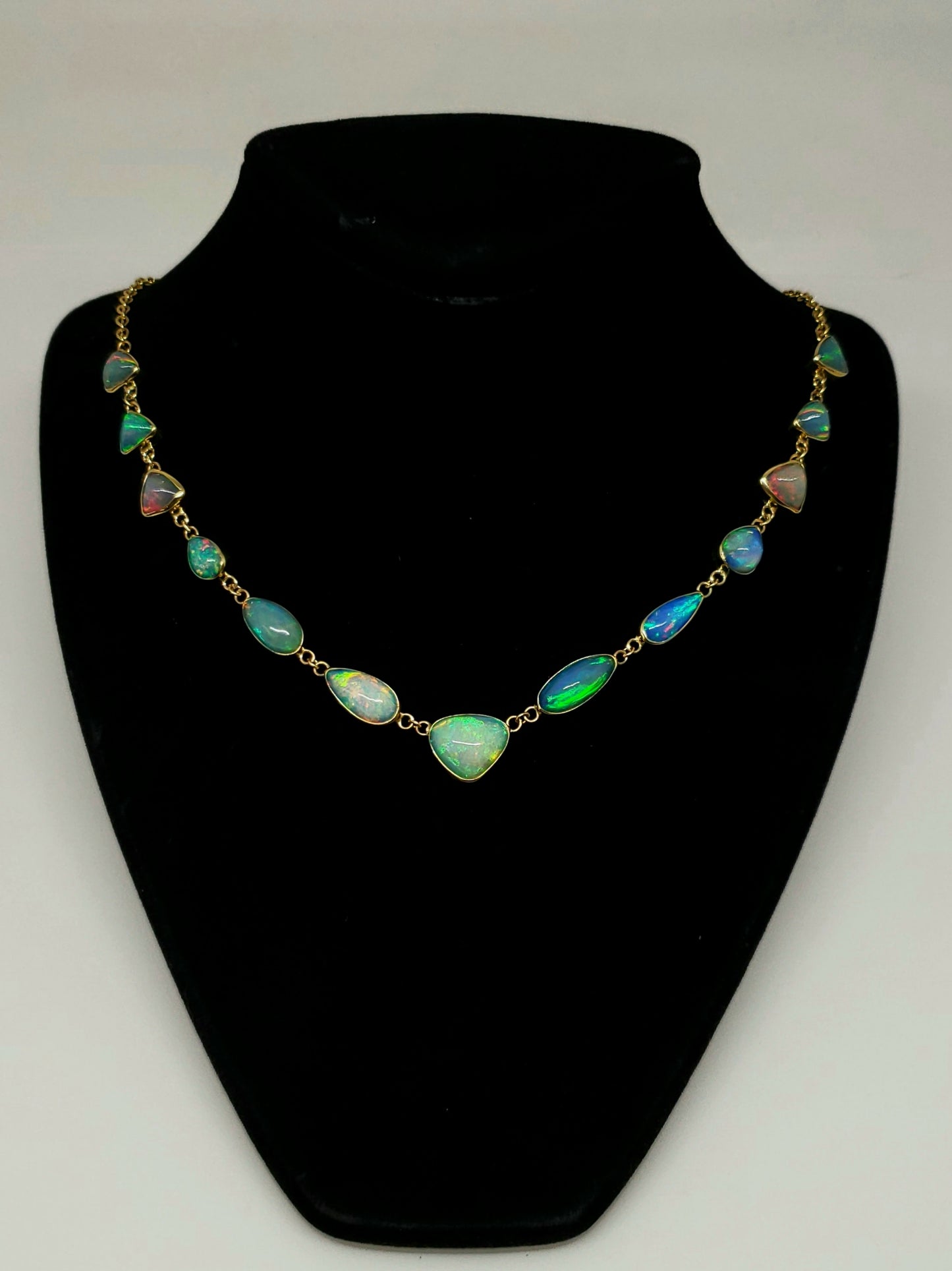 Ethiopian Opal Gemstone Necklace 14k Gold #126