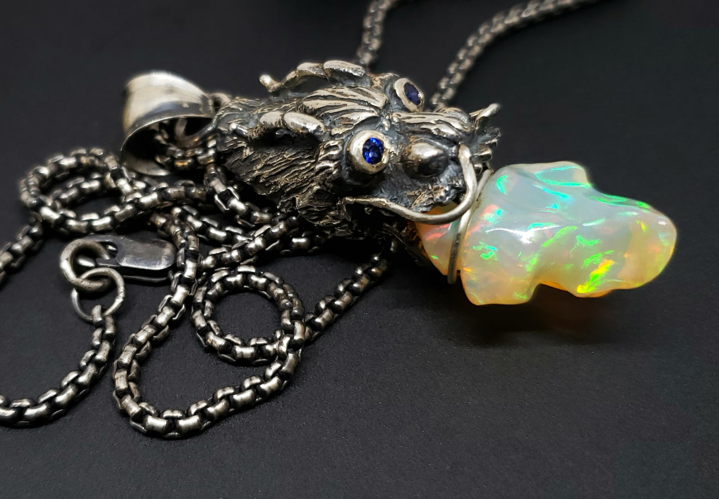 Silver Dragon Opal Pendant