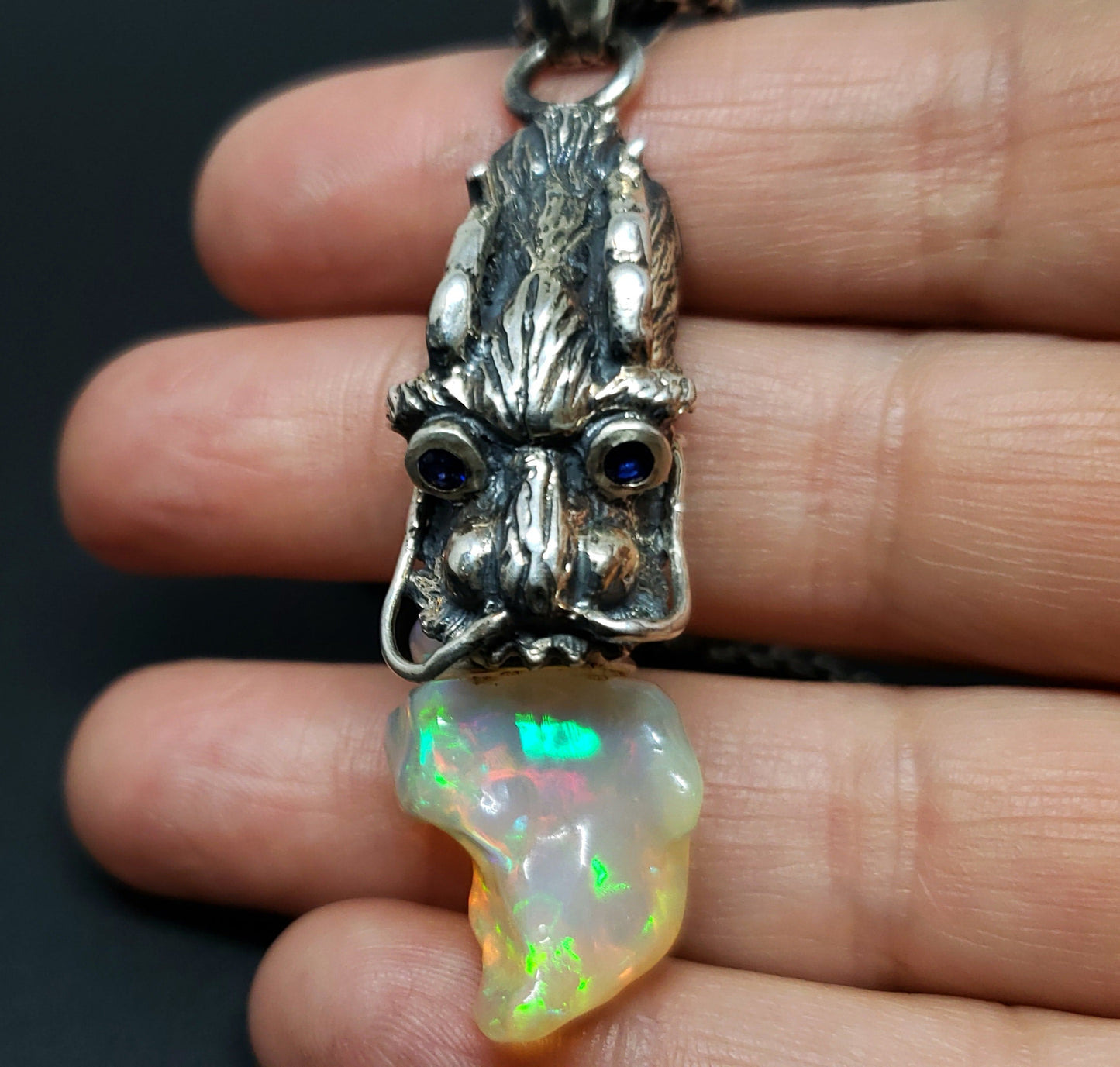 Dragon Opal Pendant Sterling Silver Necklace #121