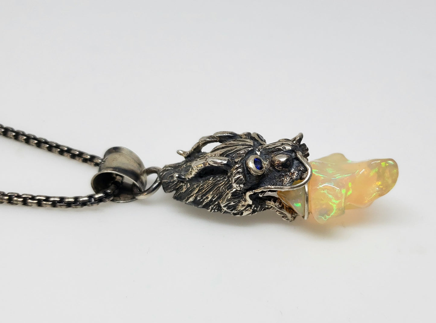 Dragon Opal Pendant Sterling Silver Necklace #121