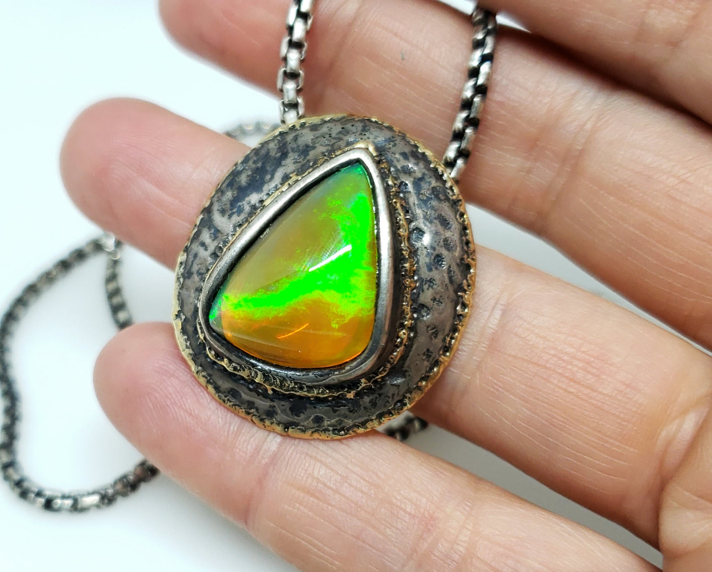 Opal Medallion Pendant Sterling Silver #122