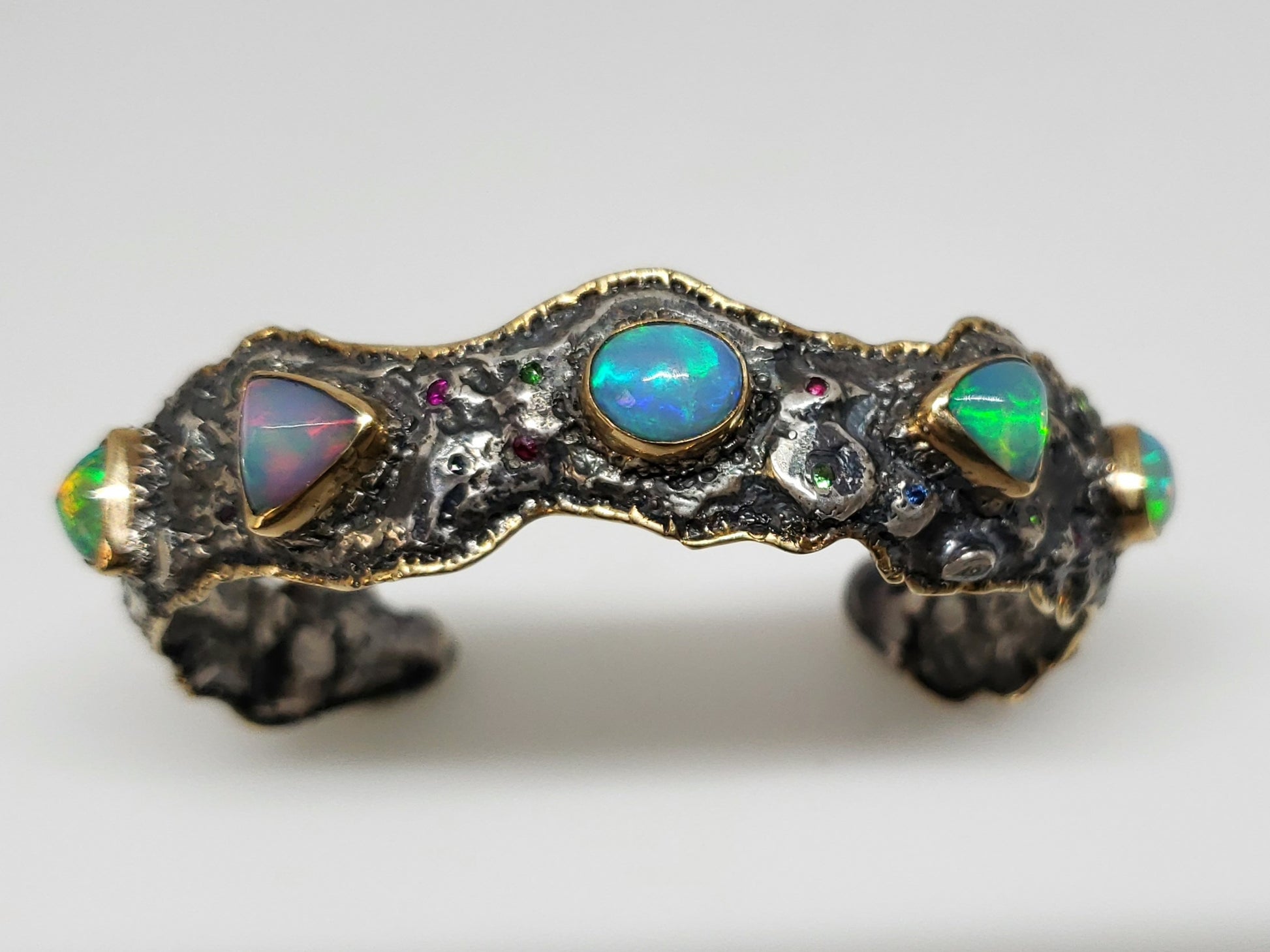 Opal Silver Cuff Bracelet 
