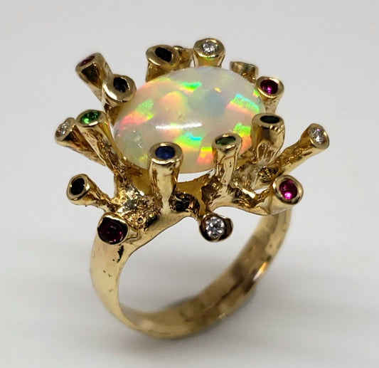 Opal Gemstones Gold Ring 