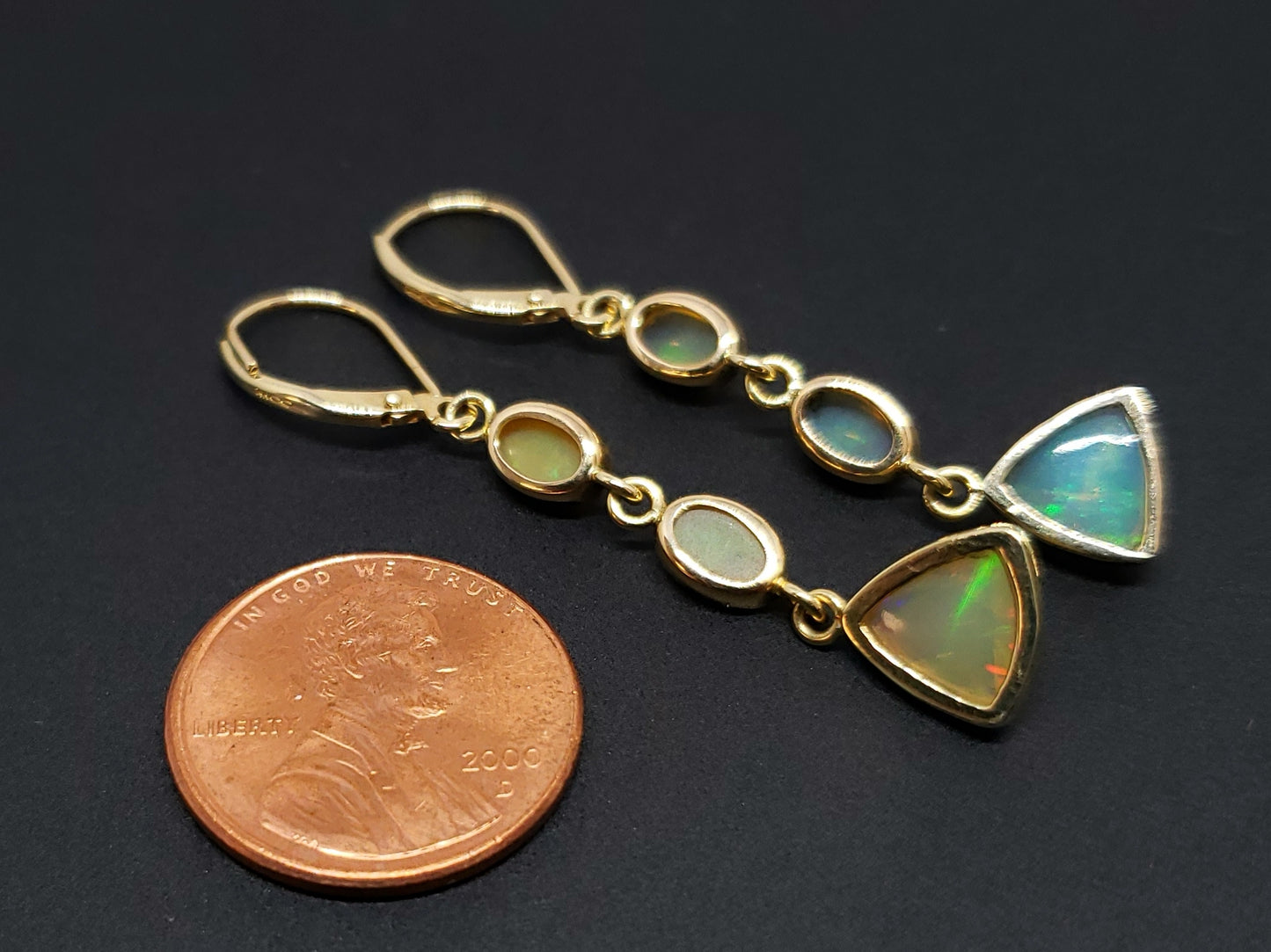 Ethiopian Opal Earrings 14k Gold #128