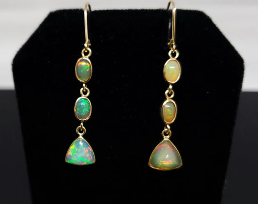 Opal Gold Dangle Earrings