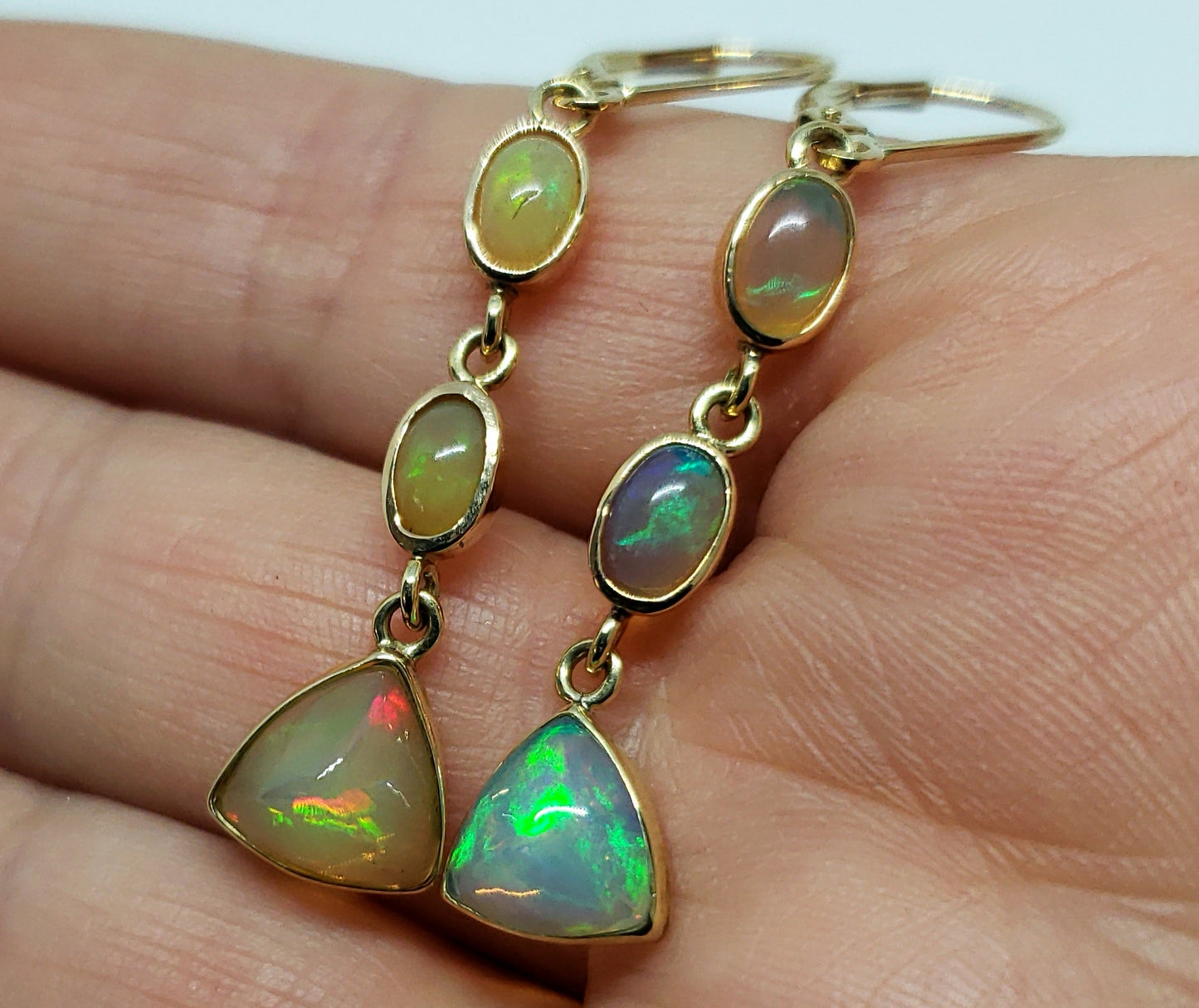 Ethiopian Opal Earrings 14k Gold #128