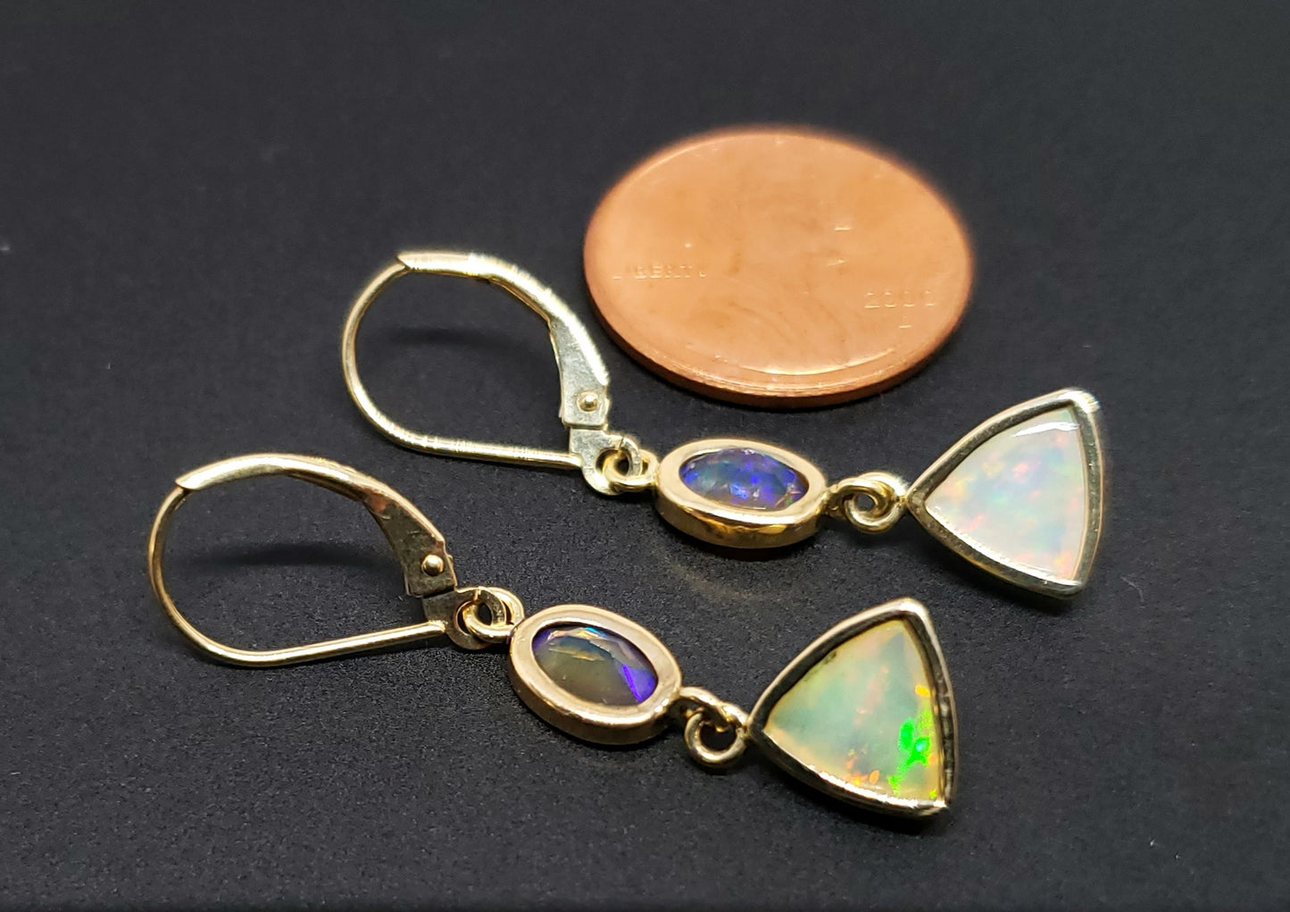 Ethiopian Opal Earrings 14k Gold #129