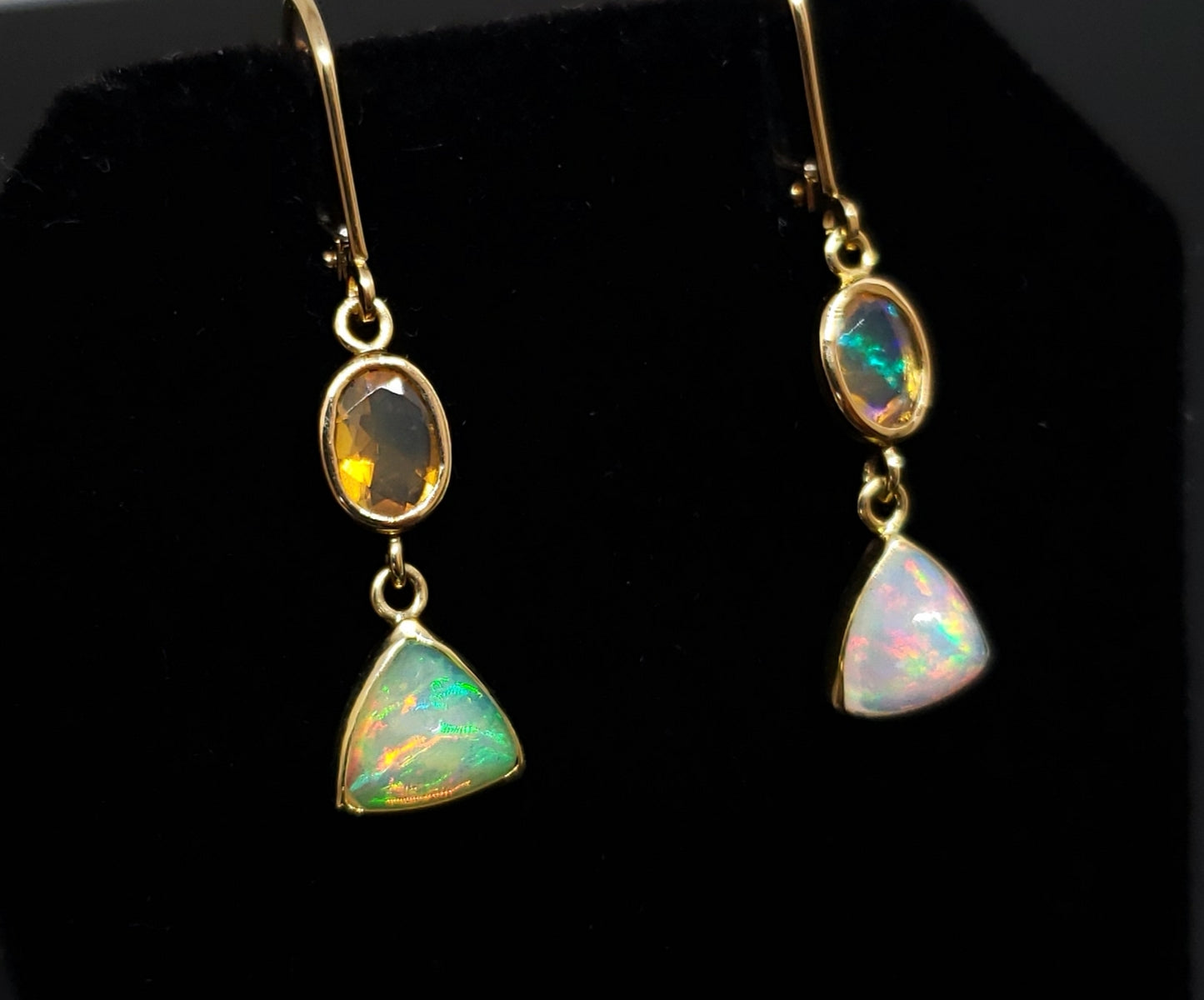 Ethiopian Opal Earrings 14k Gold #129