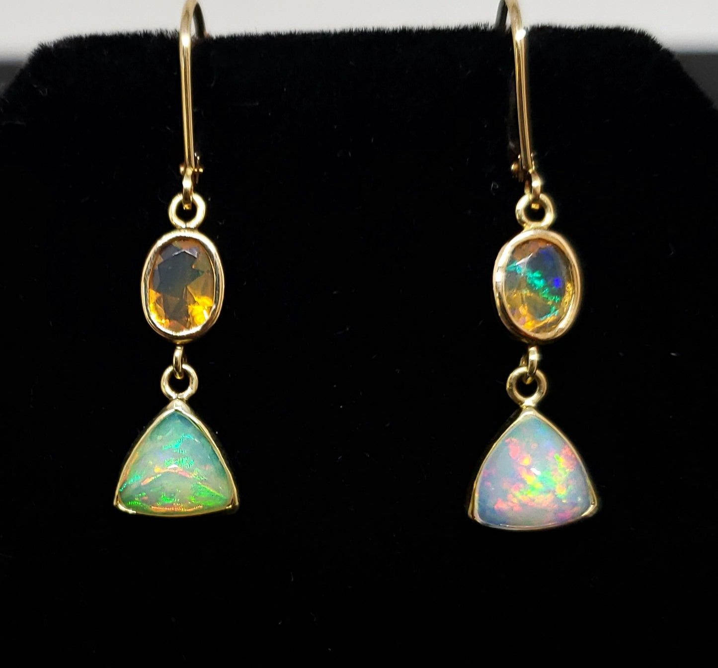 Opal Gold Dangle Earrings