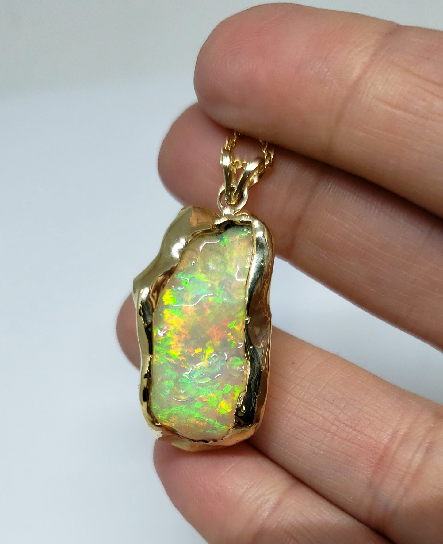 Carved Opal Pendant 14k Gold #137