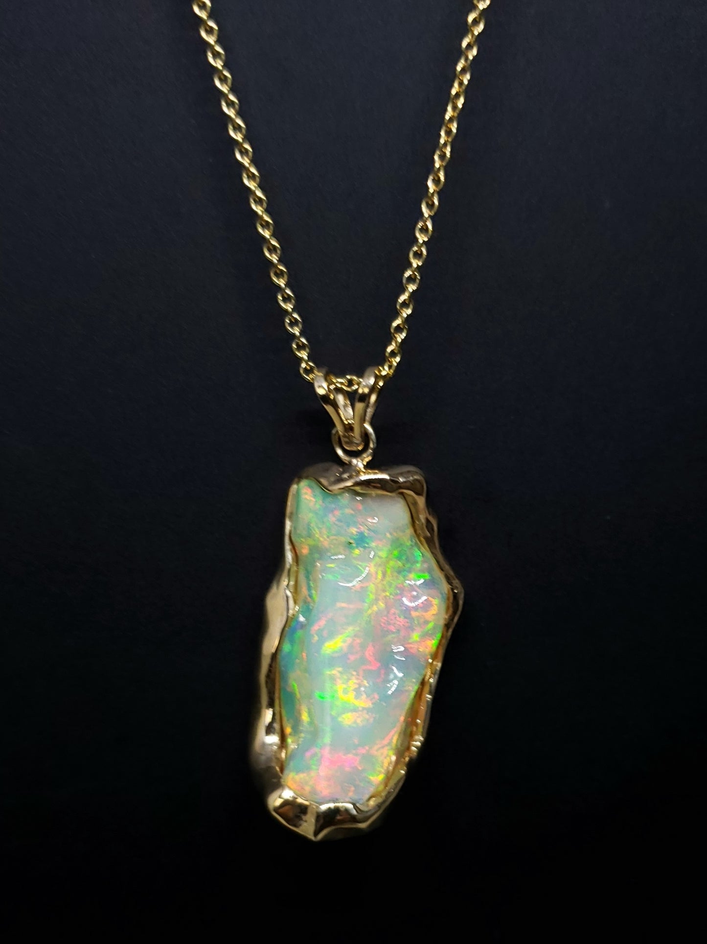 Carved Opal Pendant 14k Gold #137
