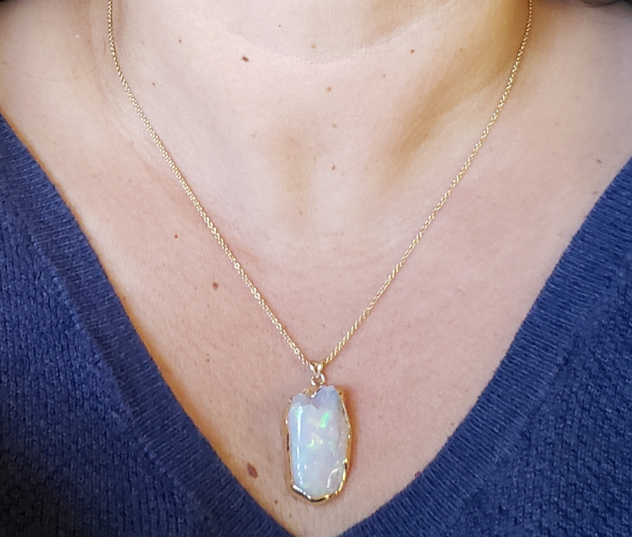 Carved Opal Pendant 14k Gold #139